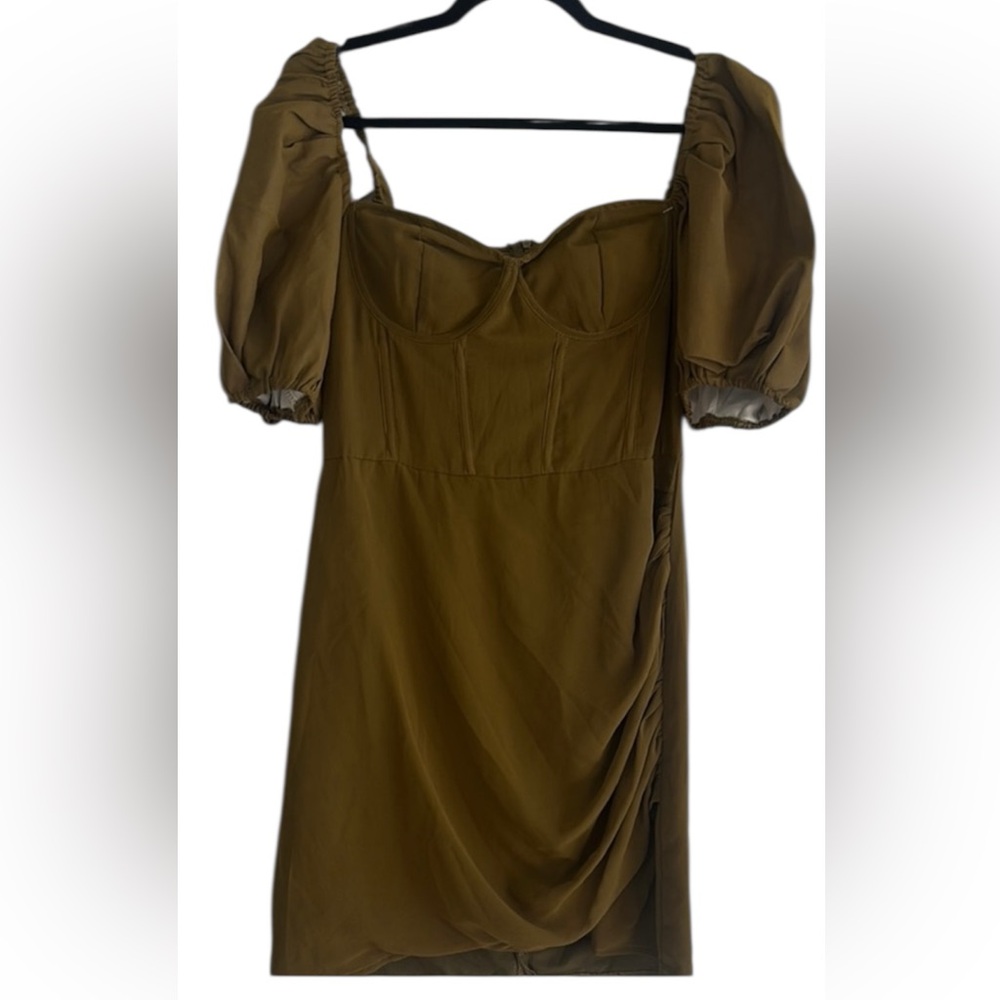 3 for $20 Elegant Olive Green Puff Sleeve Dress size 8